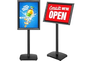 VAIIGO Présentoir DIN A3, Stands de Présentation avec Base, Support de Panneau Extérieur, Porte-Affiche en Métal – Support pour Publicités, Menus & Posters (Noir, A3)