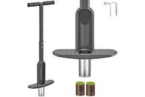 Dolibest Bulb Planter, 84cm Long Handled Bulb Transplanter Lawn Flower Planting Multitool 9cm Depth Sharp Serration Potato Tulip Daffodil Garden Tool with Centre Auto Dump for Soil Sampler