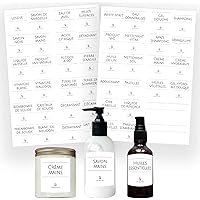 AVERY - Pochette de 48 étiquettes Minimalistes Prêtes à l'emploi pour Bocaux de Produits Ménagers et Cosmétiques, Format Carr