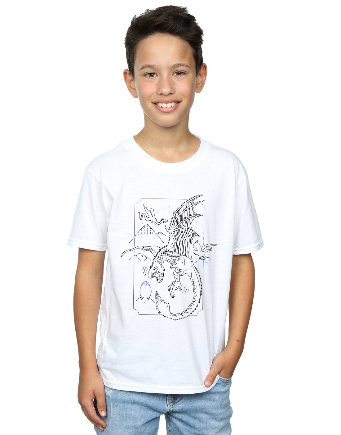 Absolute-Cult-Harry-Potter-Jungen-Dragon-Line-Art-T-Shirt