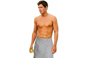 Carenesse kilt de sauna homme 50x140 cm gris I serviette de sauna tissu éponge coton Oeko-Tex 100 I robe de sauna taille unique avec ceinture élastique I jupe de sauna avec patte à 5 boutons e poche