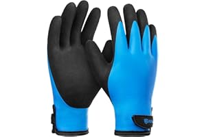 KAYGO guanti da lavoro termici impermeabili invernali, rivestimento in lattice a mano completa, fodera isolata per congelatore Tempo freddo Pesca Inverno Lavoro all'aperto, KG145W (Blu, taglia 10)