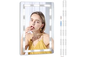 Viugreum Luci da Specchio Dimmerabile LED, 45 Leds Luci Specchio Make Up Kit Illuminato, 5 Colori 5 Livelli di Luminosità, con Dimmer, con Porta USB, Applica a Specchio Cosmetico, Specchio Bagno