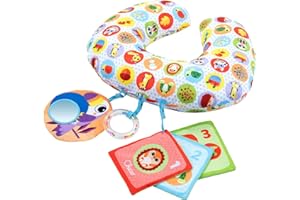 Chicco Almohada de Tummy Time de Animales, Juguete para el Tiempo de Barriga, Fortalece los Músculos, Manualidades, Espejo, Libro, Sonajero, Lavable a Máquina, Forma Ergonómica Boppy, 2 - 9 Meses