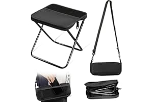 nnOuOnn Portable Foldable Backpack Stool for Camping, Small Folding Chair for adults, Lightweight Mini Pocket Fold Up Telescopic Stools for Fishing Travel Hiking Garden (Black, Large)