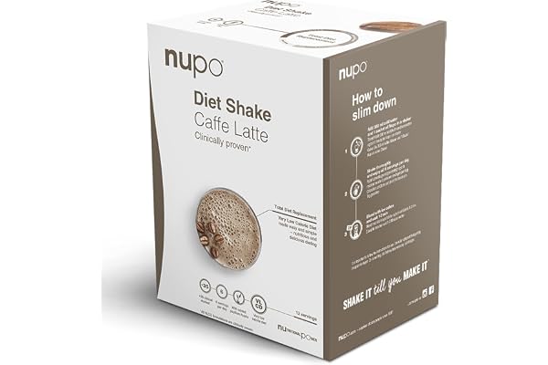 NUPO Diet Shake Café Latte – Shakes diététiques de qualité supérieure pour la gestion du poids I Shake de remplacement de repas cliniquement prouvé pour le contrôle du poids I 12 portions I Sans OGM