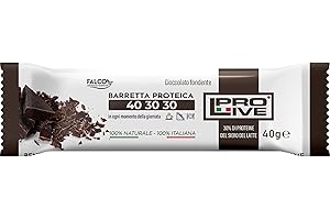PROLIVE 40 30 30 FONDENTE – Barrette Proteiche a zona 40 30 30, Senza Zuccheri Aggiunti, Croccante, Puro Cioccolato Fondente, 30% Proteine Del Siero del Latte (Whey Protein)(12x40g)