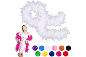 YAAVAAW 80g Feather Boa Thick Fancy Dress Accessories for Adults,Kids,2M Turkey Chandelle Feather Boa Party Fluffy Boa Feather Scarffor Bulk for Women,Girls,Dancing Wedding Halloween Christmas Parties