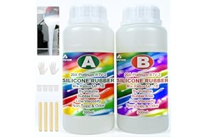 WEYSTOM Silicone Mold Making Kit, 20A Liquid Silicone Rubber 600mL, Fast Curing Mold Making Silicone, Translucent Mold Making Silicone - Mix Ratio =1A:1B, for Casting Resin, Soap, Candles, Clay