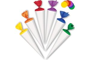 alles-meine.de GmbH 10 Stück Schultüten - 35 cm - einfarbig weiß - Abschluß - bunter Farb-Mix - Rohling - Basteltüte - Zuckertüten - rund - Dekoschultüte - Deko - Schultütenbau..