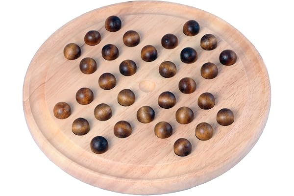 Engelhart – 200119 – Klassiskt engelskt solitaire i trä – 33 hål – Rund spelbräda Ø 23 cm