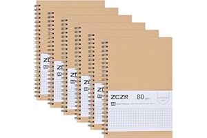‎ZCZN ZCZN Notizbuch A5 kariert, 6 Stück Spirale Notizblock, 60 Blatt, Heft für Büro und Schule
