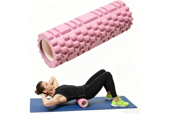Senken Skumrulle för pilates och djup vävnad – EVA 3D-texturerad muskelmassagerulle, triggerpunkts smärtlindring, fast träningsrulle för rygg och ben (30 x 10 cm)