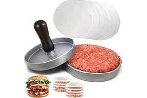 Muexoee Presse Steak Haché, avec 4.6 inch Moule Steak Haché et 100 Feuilles de Papier Ciré, Presse Burger Dispose d'une Poignée Confortable ne Fatigue Pas Même
