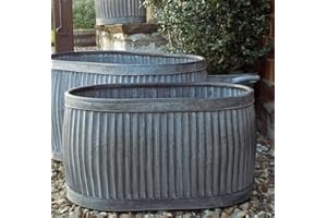 Bowley & Jackson Vintage style oval shaped galvanised dolly planter