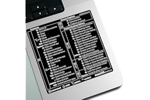 Afterplug Mac OS Shortcuts Sticker, 50+ Keyboard Shortcuts for 13-16 inch MacBook Pro & Air, Residue-Free Vinyl, Black, 2-Pack