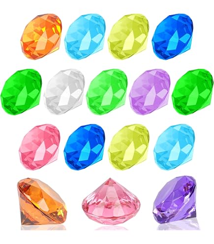 Vicloon Gemme per Immersione, 12 Pezzi Gemme Colorate Giocattoli Subacquei per Bambini, Bambino Pietre Preziose in Acriliche, Set di Gemme per Bambini, Colori e Forme Casuali