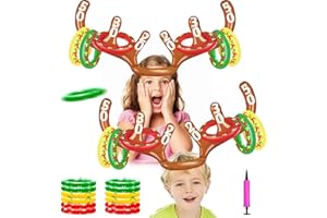 ‎CHARFIA 2 Stück Party Gadgets Aufblasbares Rentiergeweih-Spiel, Weihnachtsspiel Weihnachtsspiele Spiele für Kinder, Rentier Spiel Weihnachten Spiele Kinder Rentier Spiel Ring Toss Game Rentier Wurfspiel