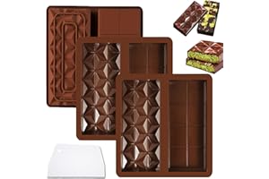 horlon 3Pcs Silicone Chocolate Bar Moulds,Chocolate Mould with a Spatula,Big and Thick Chocolate Bar Mold,Reusable Moulds for Baking,Molds for DIY Baking Candy Silicone Ice Cube Maker