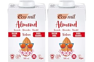 Ecomil Almond Nature Bio 500ml. Bebida de almendra sin azúcares. Sin lactosa, sin gluten, sin azúcares, sin soja, sin huevo, sin azúcares añadidos, sin proteína láctea, bajo contenido en sal y vegano