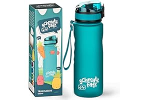 schmatzfatz Trinkflasche Kinder Auslaufsicher 0,5L, Sport Trinkflasche Schule zum Wandern & Fitnessstudio, Geschmacksneutrale Wasserflasche 500ml, Trinkflasche mit Fruchteinsatz, BPA-Frei