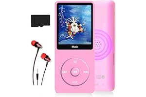 HOTECHS. MP3-Player, Musik-Player mit 16GB Micro SD Karte, Ultra Slim Musik-Player mit eingebautem Lautsprecher, Photo Viewer, Video Play, FM Radio, Voice Recorder, E-Book Reader (Rose)