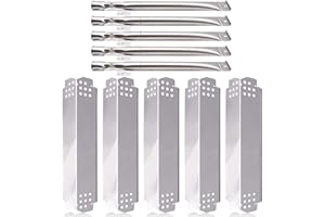 HIORUCET Grill Replacement Parts for Nexgrill 5 Burner 720-0888, 720-0888N, Nexgrill 4 Burner 720-0830H, Members Mark 720-0882D Grill, Stainless Steel Heat Plate Shields and Burner Tubes Replacement Kit.