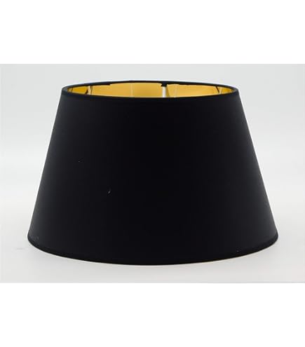 Paralume A Cono Nero 35 Cm Con Fodera Oro - Per Lampade Da Tavolo E Piantane Artigianale - Foto 4