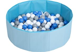 Petsona Piscina Pieghevole per Cani con Palline, Vasca da Bagno Asciutta per Animali, Rivestimento Sfoderabile E Lavabile, Blu: Grigio/Bianco/Blu