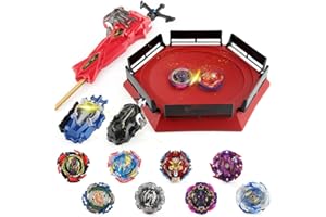 TuKIIE Bey Battling Top Burst Gyro Toy Set for Kids, 8 Battling Tops and 3 Launchers with Battle Stadium, Birthday for Children Boys Girls Kids Ages 6+