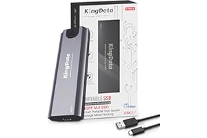 KingData NGFF (NOT NVME) Aluminum Enclosure Adapter M.2 NGFF External SSD Enclosure M.2 based on SATA to USB 3.1/ USB 3.0 Caddy Case External Tool-Free LED Indicator Silver