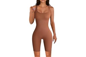 PASUDA Femme de Sport Combinaison Sans Couture Moulant Côtelé Une Pièce Jumpsuit Sans Combishort Manches Sexy Court Barboteuse Bodysuit Dames Fitness Pour Gym Sports Yoga Club