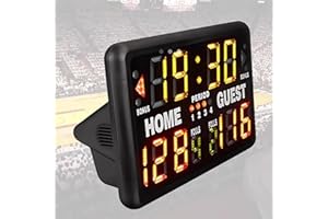EYHOOKE LED Electronic Basketball Scoreboard, Tabletop Scoreboard Score Keeper with Rear Display, 24S Setting and Buzzer Alarm Function, 800mcd Brightness and 328ft Viewing Distance, for Pingpong