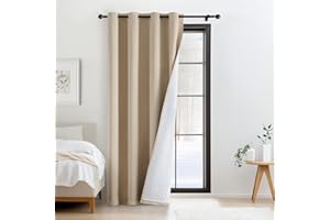 Woaboy Thermovorhang Kälteschutz Blickdicht Türvorhang Doppellagige Winter Kälteschutzvorhang Wohnzimmer Raumteiler Vorhänge mit Ösen verdunklungsvorhänge Schlafzimmer 1 Stück 132x200cm(BxH) Beige