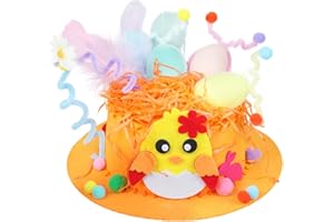 JOFONY Easter Bonnet Kit, Kids Easter Bonnet Hat for DIY Make Your Own Easter Bonnet Hat, DIY Easter Bonnet Kit Easter Hat for Easter Crafts for Kids(Orange)