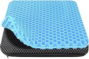 HSSGGV Cuscino antidecubito, Cuscino in gel,Cuscini sedie – Migliora il comfort della seduta, con rivestimento antiscivolo e lavabile (Azzurro chiaro)