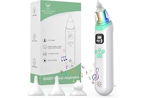 DIHOOM Nasal Aspirator Baby, Electric Nose Suckers, 3 Silicone Tips and 3 Suction Levels, Anti-Backflow Snot Sucker for Newborns, Toddlers, Soothing Function with Music and Light