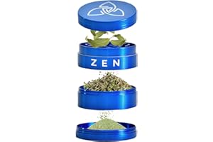 ZEN VAPORIZERS Zen Basic Pollen Grinder, set per tabacco, erbe, polline, fiori, spezie con scomparto per polline e raschietto (blu)