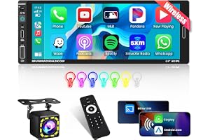 Inefala Autoradio Bluetooth 1 din kompatibile med trådlöst CarPlay Android Auto 6,9 Pollici Touchscreen Stereo Automatisporta Bluetooth/Mirror Länk/FM Radio/USB/Tipo-C/EQ con Telecamera Posteriore