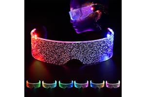 Ulikey Leuchtende Brille, LED Brille, Cyberpunk Brille, Futuristische Elektronische Brille, Party Leuchtbrille, für Konzert, Bar, DJ, Nachtleben, Versammlungen, Verkleidung, 7 Farben - Sternenhimmel