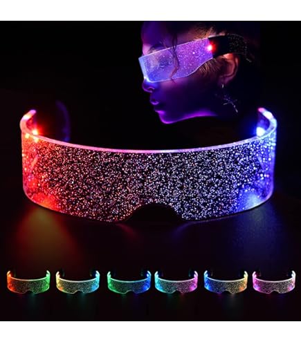 VicTop Fête Lunettes à LED Pour Homme Femme Lunettes Lumineuses Bluetooth Programmable Lunette Led Glow Rave Lunettes De Soleil Avec DIY Texte Animation Rythme Pour Cosplay Festival Soirée Disco