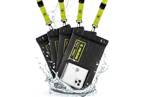 Pelican Marine - IP68 wasserdichte Handytasche/Hülle (Größe XL) Schwimmende wasserdichte Handyhülle für iPhone 14 Pro Max/ 13 Pro Max/ 12 Pro Max/ S23 - Unterwasser Handyhülle 4er Pack-Schwarz/Gelb