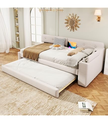 Canapé Lit Canapu00e9 Lit Convertible 90x200cm Avec Lit Gigogne, Canapu00e9 Lit Avec Lit Canape Convertible 2 Places