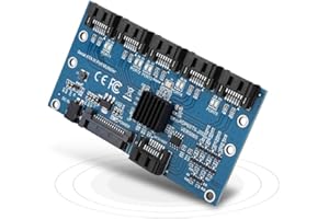 ASHATA 1 to 5 Sata Port Multiplier SATA Expander Hard Disk Riser Card, 6-port 6.0Gbps SATA III Expansion Card, SATA 7PIN Hard Disks Adapter Converter Motherboard for Desktop PC