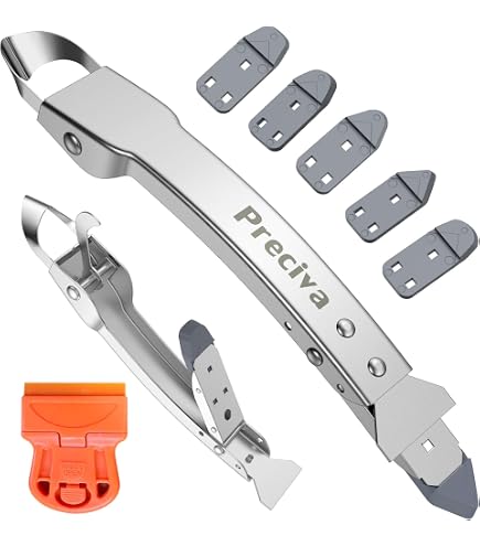 11-Piece Caulking Tool Kit – 3-in-1 Silicone Finishing Set With Stainless Steel Head And Replaceable Silicone Pads For Kitchen Bathroom Windows