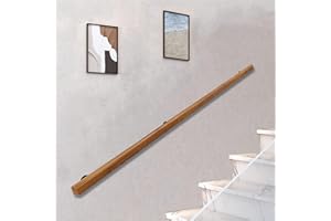 AMHRICHO Wooden Staircase Handrail, Safe Indoor Wall Mounted Stairs Handrail, White Round Solid Wood Armrest with Stainless Steel Bracket, Suitable for Home Hospital Barrier Free Handrails (B, 80CM)