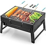 Uten Barbecue Portable Petit Barbecue à Charbon de Table Domestique Pliable avec 2 Barbecue Grille Inox Barbecue Extérieur/Ca