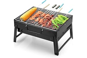 Uten Barbecue Portable Petit Barbecue à Charbon de Table Domestique Pliable avec 2 Barbecue Grille Clip Inox Acier Barbecue Extérieur/Camping/Piquenique