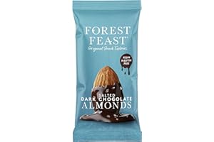 FOREST FEAST Salted Dark Chocolate Almonds 12 x 40g – Real Belgian Chocolate Coated Almonds, Gluten-Free, High Protein, Vegan Snack Packs