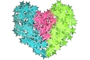 NOTHERS 270 Stück Leuchtsterne,Bunt Sterne Fluoreszierend Plastik Im dunkeln leuchtende Deckensterne Selbstklebend 3D Leuchtende Sterne für Kinderzimmer Erstellen Realistischen Sternenhimmel